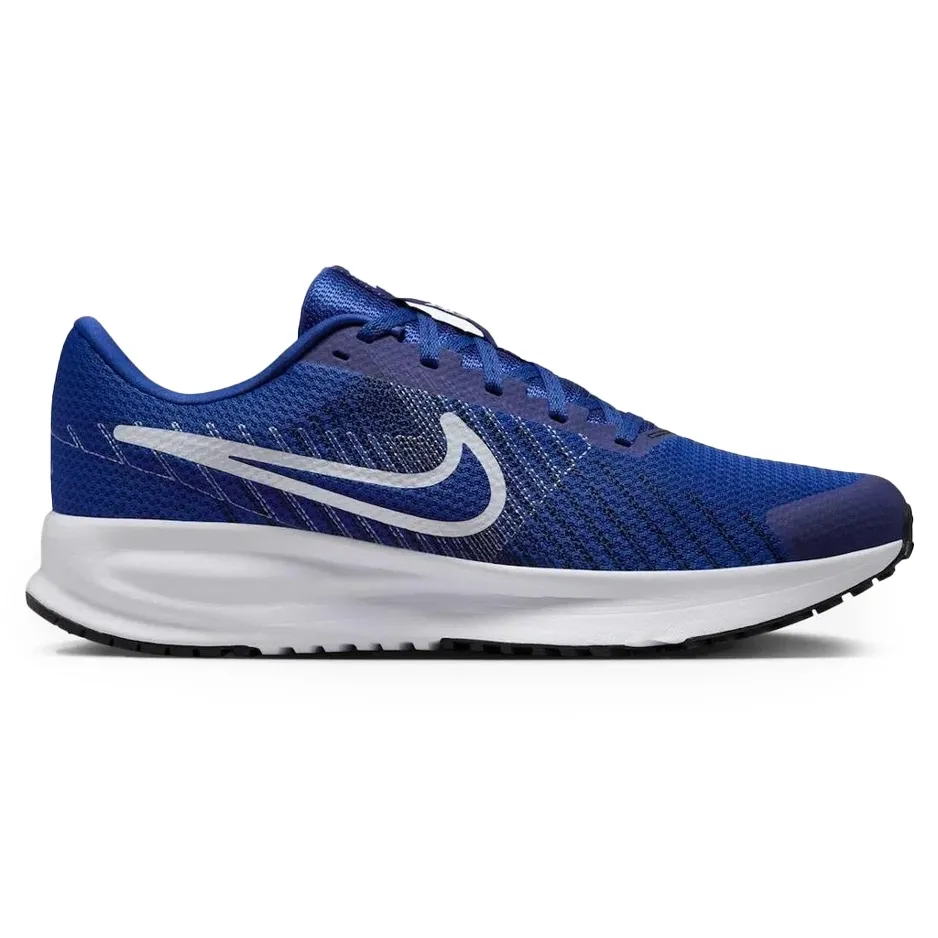 Tênis Nike Run Defy Masculino Azul e Branco vista frontal com detalhes de textura e logo Nike